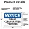 Signmission Please Clean Up After Your Dog, 18 in W x Rectangle, Vinyl Decal OS-2PACK-NS-D-1218-L-17347 - alternate 4